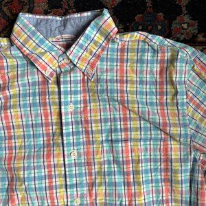 IZOD Men’s Multicolor Plaid Button-Down Shirt – Size M
